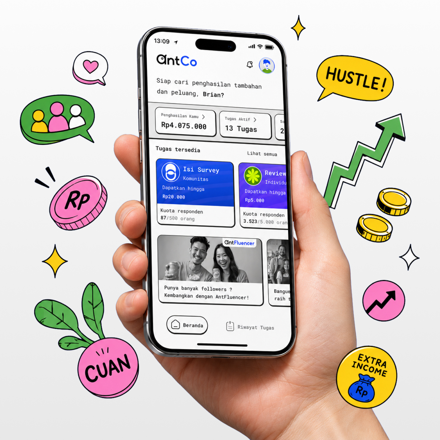 Aplikasi AntCo — cari penghasilan tambahan
